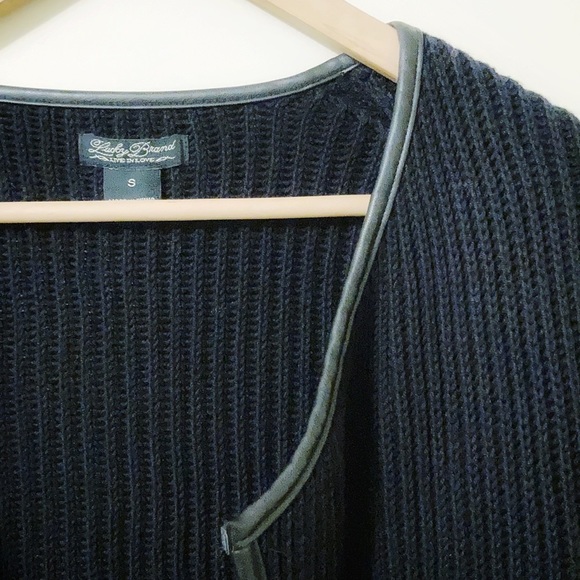 Lucky Brand open black cardigan with trim - Picture 6 of 11